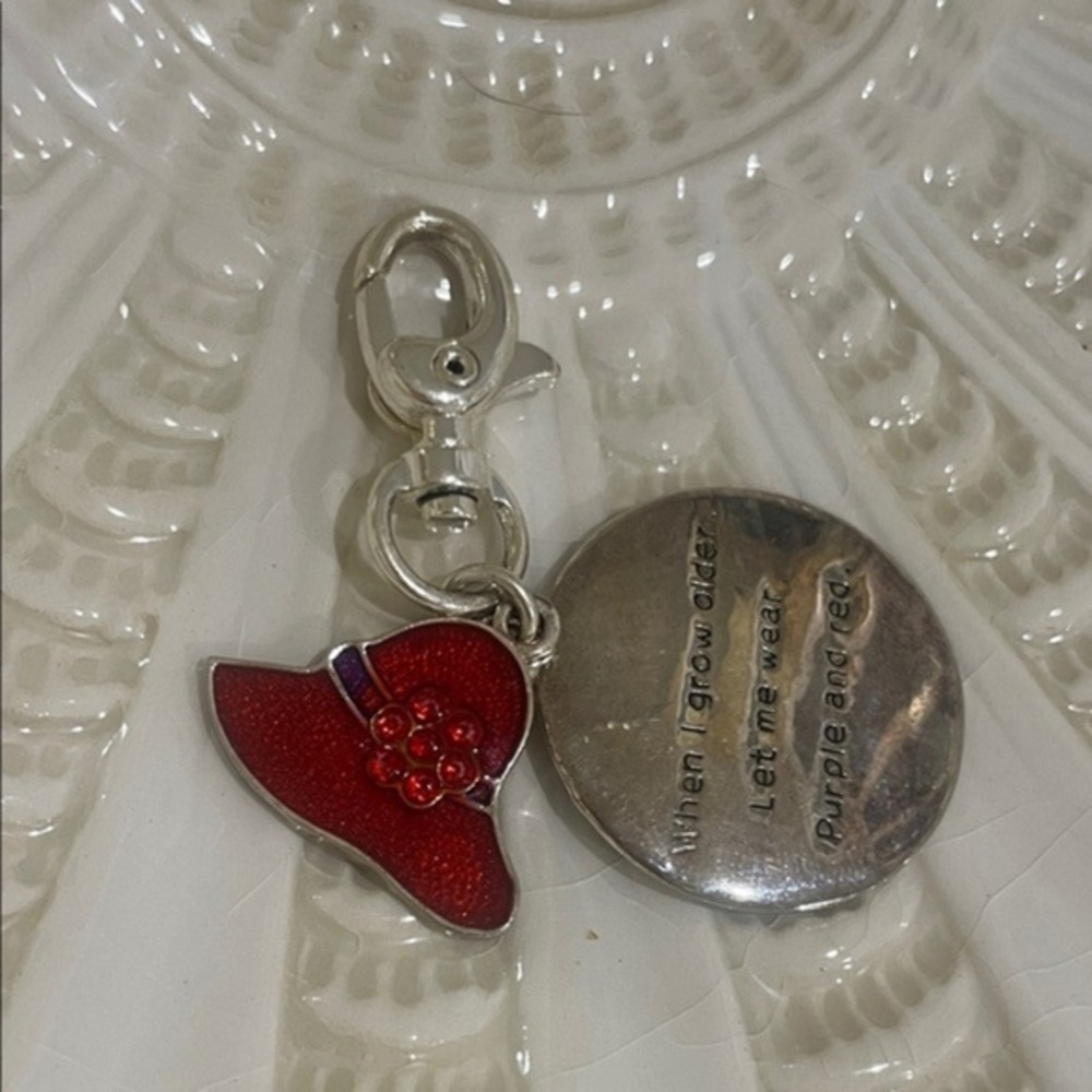 When I grow older let me wear Purple and Red text Charm Keychain